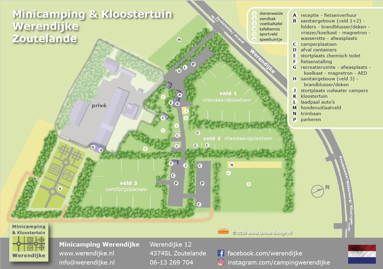Minicamping Werendijke - Zoutelande Zeeland - Plattegrond