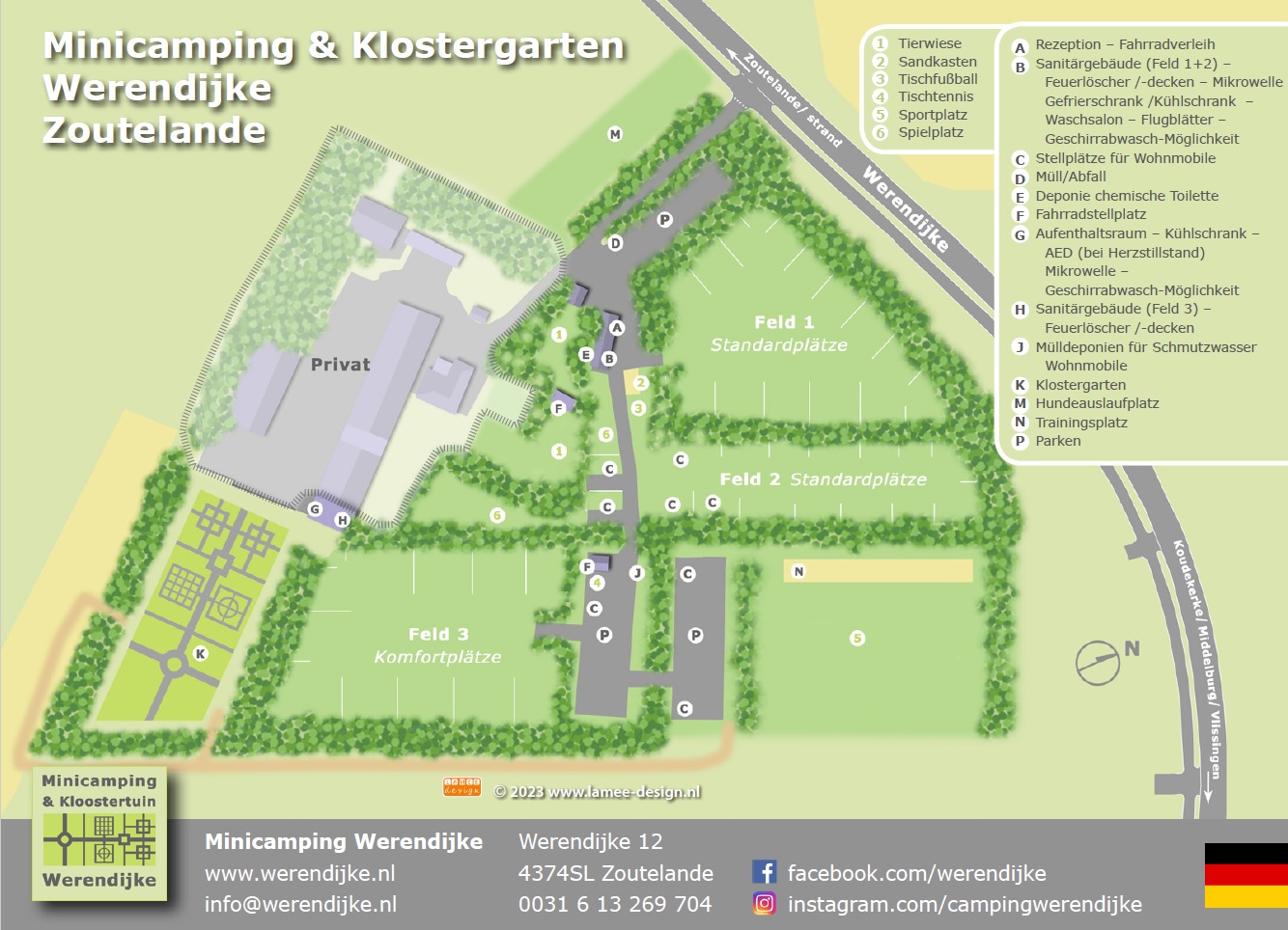 Minicamping Werendijke - Zoutelande Zeeland - Lageplan